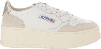 Autry Medalist Platform Low Leather Sneakers With Suede Inserts