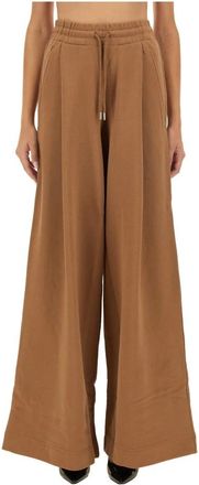 Dries Van Noten Hadium Geplooide Katoenen Jersey Broek - Dames - Wijde Broeken - Bruin - XS - Katoen - Broeken