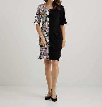 Joseph Ribkoff Urban Print Dress In Vanilla / Multi