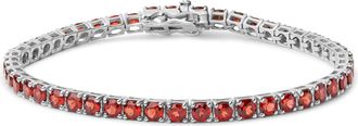 House of Brilliance 925 Sterling Silver 10.0 Cttw Created Orange Garnet Tennis Bracelet