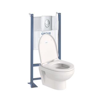 Duravit Pack Inodoro Suspendido Compacto No.1 Sin Borde + Estructura Soporte Grohe Rapid Sl Project + Asiento + Placa Cromada - Duravit