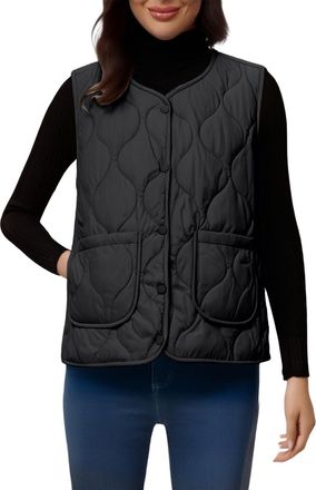 Generic Womens Puffer Vest Quilted Hooded Vests Button Down Sleeveless Jacket Casual Zip Up Padded Winter Coat Airlines Ldies Gilet Plus Size 24 body Warmer G