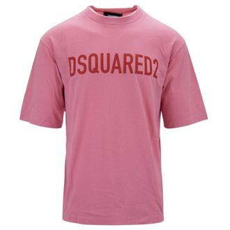 Dsquared2 Loose Fit Brand Logo Roze T-shirt
