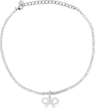 Self Portrait Crystal Bow Tennis Necklace