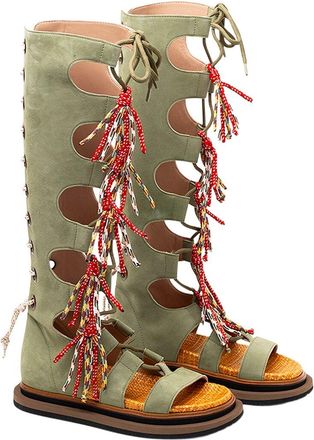 Hogan Tassel Lace-Up Leather Boot