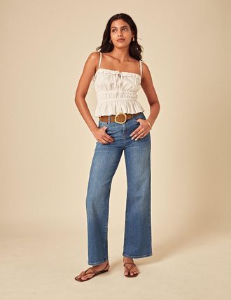 Nobody's Child Blue Stretch Wide Leg Jeans