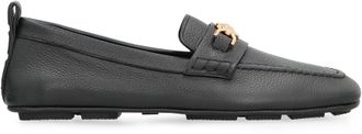 Versace Mens Pebbled Calfskin Driver Loafers Black Calfskin; Goatskin