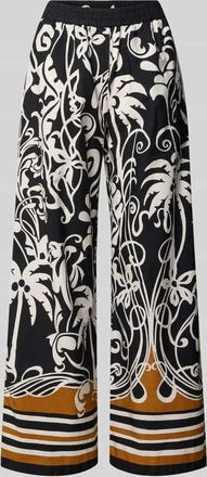 Emily van den Bergh Wide Fit Stoffhose mit floralem Allover-Print in Black, Gr&ouml;&szlig;e 36