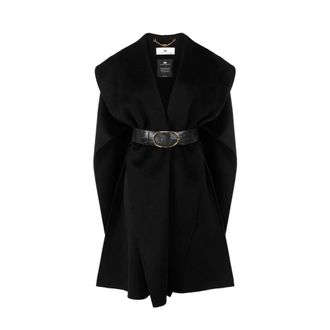 Elisabetta Franchi Dames, Mantels, Zwart, Maat: 2XL Wol