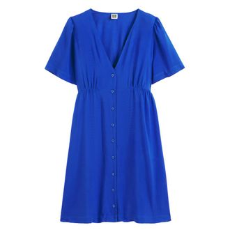 La Redoute Collections Korte uitlopende jurk, V-hals