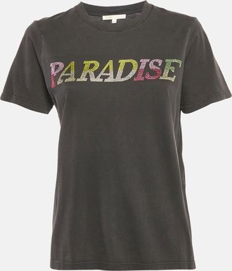 Maje Grey Paradise Embellished Jersey T-Shirt