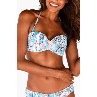 Lascana Womens Wire Bandeau Bikini Top Size 36DD in Teal Print at Nordstrom