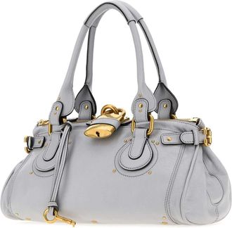 Chlo&eacute; Womens Powder Blue Leather Paddington Shoulder Bag Greyishblue Borse A Mano