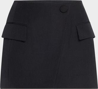 Balmain Asymmetric Grain De Poudre Mini Wrap Skirt