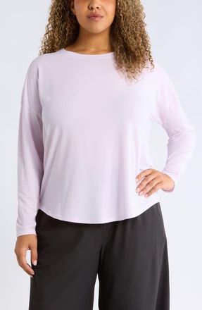 Zella Breathe Long Sleeve Performance T-Shirt in Purple Hush at Nordstrom, Size 2X