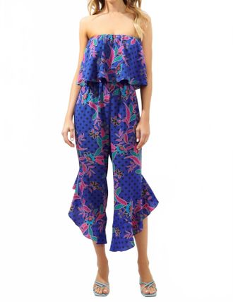 Sugarlips Rayanne Lanah Strapless Ruffle Jumpsuit In Magenta-Multi