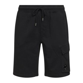 C.P. Company C.p. Company, Korte Broeken, Heren, Zwart, L, Katoen, Cotton Diagonal Fleece Cargo Shorts