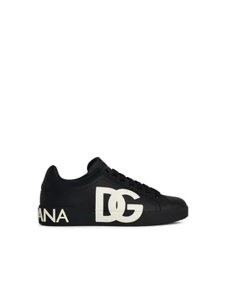 Dolce & Gabbana Portofino Black Lear Sneakers