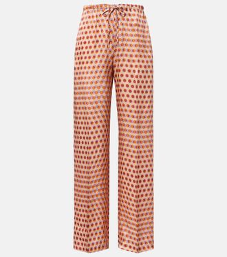 Dries Van Noten Polka-dot silk wide-leg pants