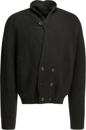 Tom Ford Ribbed Shawl Collar Double-Breasted Cardigan - Heren - Cashmere truien - Zwart - L - Wol - Truien & Vesten