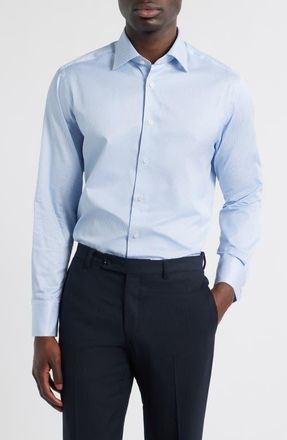Jack Victor Hoffman Cotton Dress Shirt in Blue at Nordstrom, Size 15.5 - 32