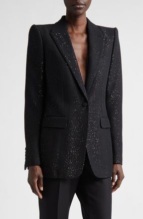 Tom Ford Sequin Wool Blend Blazer in Lb999 Black at Nordstrom, Size 8 Us