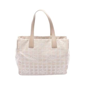 Chanel Pre-owned Tote Bags, female, Beige, Size: ONE SIZE Pre-owned New Travel Line Nylon Canvas Tote Bag