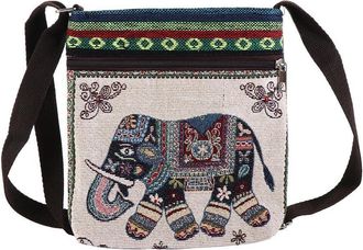 Generic Ethnic Style Canvas Crossbody Bag, Embroidery Animal Shoulder Bag, Casual Butterfly Ethnic Style Knitted Tote Handbag(B)