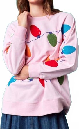 Peach Love California Christmas Lights Sweatshirt In Pink