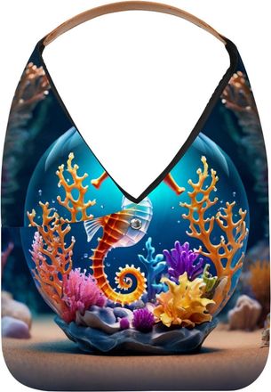 Generic Seahorse Crystal Ball Reusable Lightweight Grocery Bags - Foldable Into Compact Pouch, Washable & Sturdy, Multipurpose for Shopping and Travel