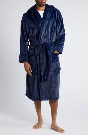 Nordstrom Fleece Hooded Robe in Navy Peacoat at Nordstrom Rack, Size Medium/large