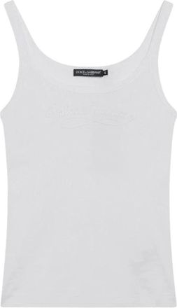 Dolce & Gabbana Canotta a coste con ricamo - - Tops - Donna - Bianco - M