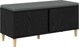 vidaXL Banco De Entrada Con Coj&iacute;n Roble Negro 100 X 38 X 46 Cm Vidaxl