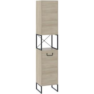 Vicco Mueble De Ba&ntilde;o Vionna, Roble/negro, 36 X 185 Cm Con 2 Puertas