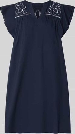 robe l&eacute;g&egrave;re Relaxed Fit Minikleid mit Loch-Stickerei in Marine, Gr&ouml;&szlig;e 36