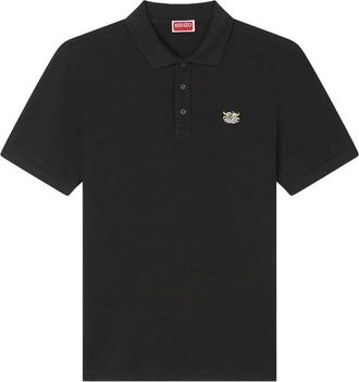 Kenzo Cotton Polo With Logo In Black Color
