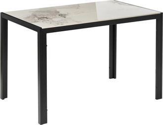 Beliani Beliani - Modern Dining Table Ceramic with Metal 120 x 70 cm Living Room Furniture White with Black Clarence