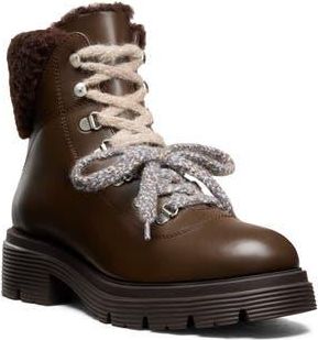 Stuart Weitzman Hudson Lite Genuine Shearling Lined Lace-Up Bootie in Walnut at Nordstrom Rack, Size 5.5