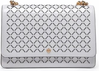 Tory Burch Tassen, Dames, Wit, ONE Size, Leer, Emerson Perforated Flap