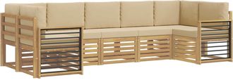 vidaXL Conjunto De Sof&aacute;s De Exterior 7 Uds. Y Beige Poli&eacute;ster Vidaxl