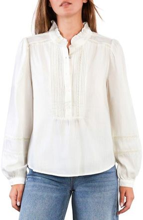 BILLY T Lulu Ruffle & Lace Shirt in True White at Nordstrom, Size X-Small