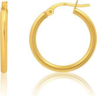 MAX + STONE Solid 10k or 14k Gold 2mm Thick Tube Hoop Earrings 12MM to 50MM