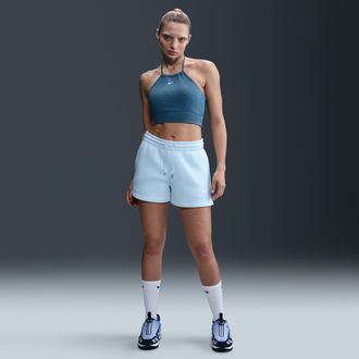 Nike Womens Nike Sportswear Phoenix Fleece Mid-Rise 4 Shorts in Pink | IH2108-894