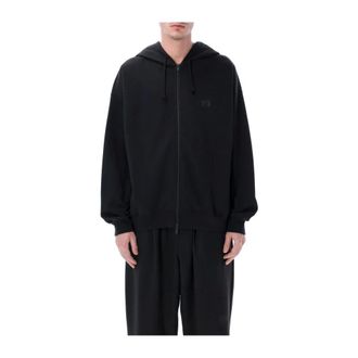 Yohji Yamamoto Sudadera con capucha y cremallera de rizo cepillado - Sweatshirts & Hoodies - Hombre - Negro - L