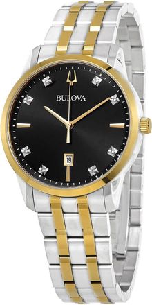 Bulova Classic Quartz Diamond Black Dial Mens Watch 98D165