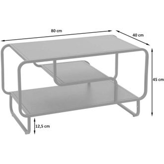 Hhg Tavolino salotto HHG 168, Tavolo da divano, moderno Industriale 3 ripiani, metallo 45x80x40cm, nero