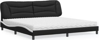 vidaXL Vidaxl - Cama Con Colch&oacute;n Cuero Sint&eacute;tico Negro Y Blanco 200x200 Cm