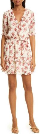 Paige Evonna Floral Silk Faux Wrap Dress in Nucrm/chrd at Nordstrom, Size X-Small