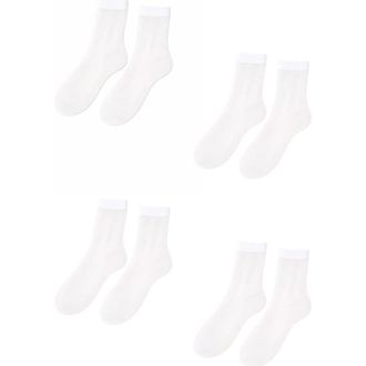 Lechery 6-Pack Glossy Sheer Fashion Knee-Highs in White at Nordstrom
