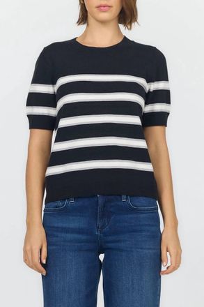 Dear John Denim Amaris Short Sleeve Sweater In Black And Grey